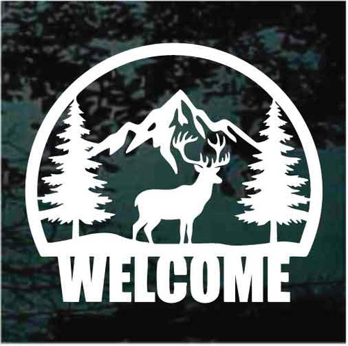Deer Mountain Scene Welcome car window decals stickers