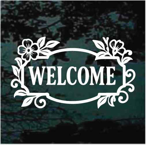 Welcome Floral Border decals stickers