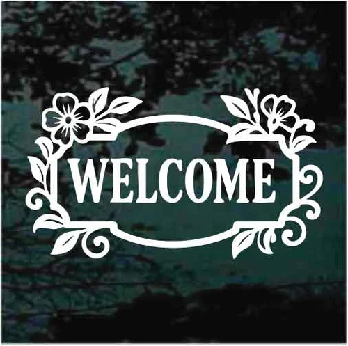 Welcome Floral Border decals stickers