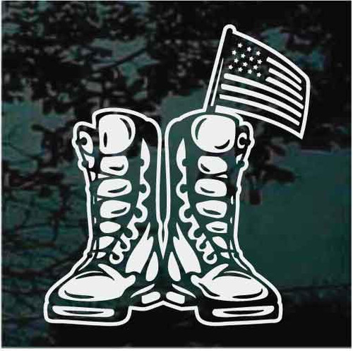 Combat Boots American Flag car window decals stickers