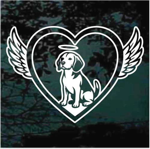 Beagle In Heart With Wings decals stickers