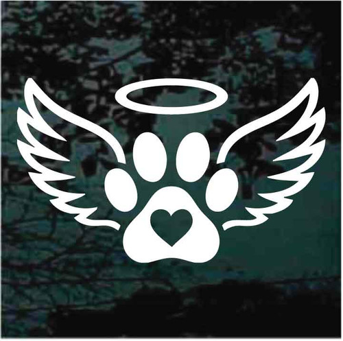 Dog Paw Print With Wings & Halo decals stickers