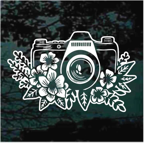 Camera With Flowers decals stickers
