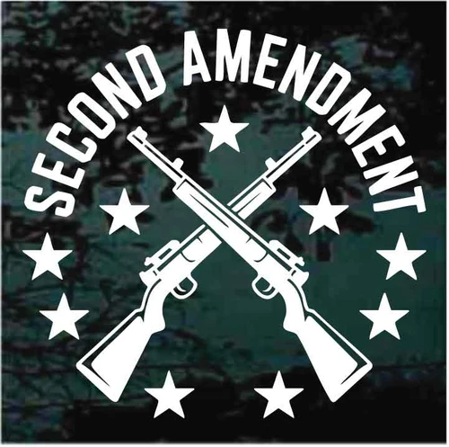 Round 2nd Amendment Crossed Guns decals stickers