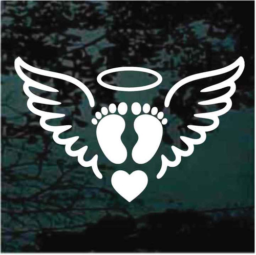 Angel Baby Feet With Wings & Heart car window decals stickers