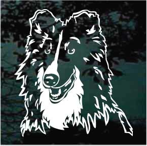 Detailed Shetland Sheepdog Head car window decals stickers
