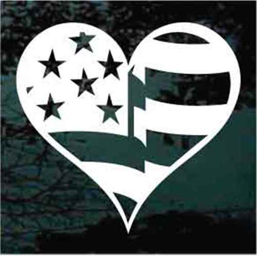 Patriotic American Flag Heart car window decals stickers