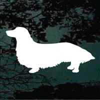Longhair Dachshund Silhouette car window decals stickers