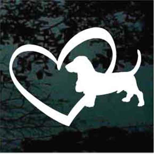Basset Hound Inside Heart car window decals stickers