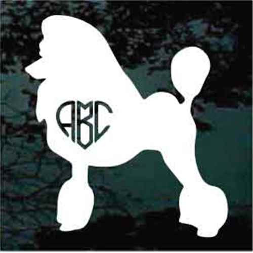 Poodle Heart Monogram car window decals stickers