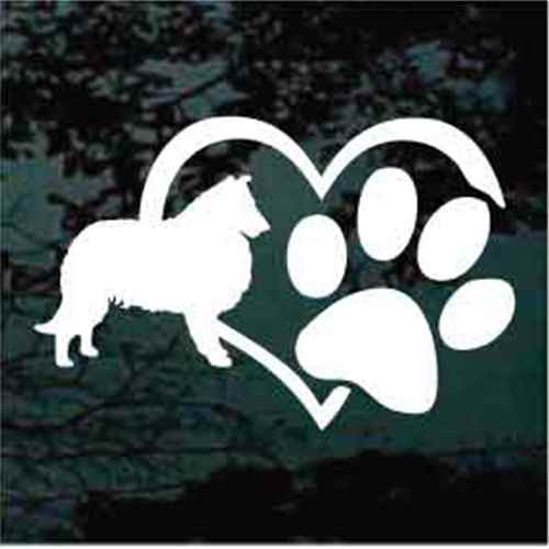 Collie Heart Paw car window decals stickers