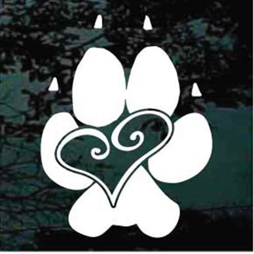 Decorative Heart Paw Print Window Decal