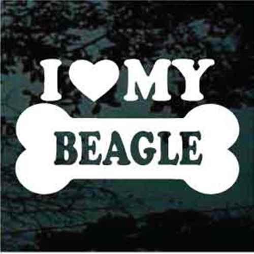 I Heart My Beagle Bone car window decals stickers