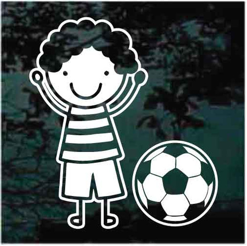 Cartoon Family Boy Soccer Player car window decals stickers