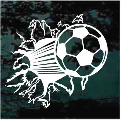 Breaking Glass Soccer Ball car window decals stickers