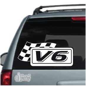 V6 Race Flag Decals & Car Window Stickers | Decal Junky