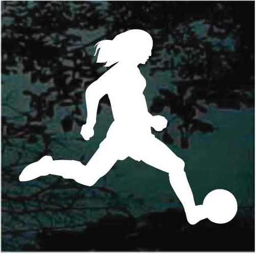 Girl's Soccer Player Silhouette car window decals stickers