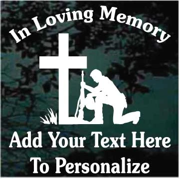 Soldier Kneeling At The Cross Memorial decals stickers