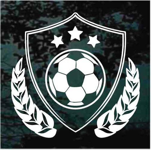 Soccer Shield With Wreath car window decals stickers
