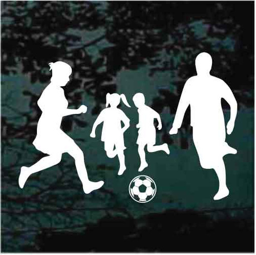 Family Playing Soccer car window decals stickers