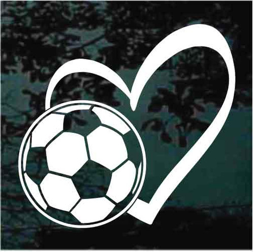 Soccer Ball Heart car window decals stickers