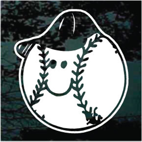 Cartoon Baseball Face With Cap car window decals stickers