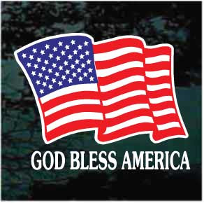 Waving Patriotic American Flag car window decals stickers