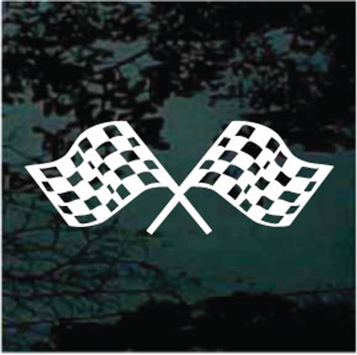 Checkered Race Flags Crossed car window decals stickers
