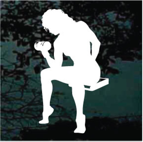  Woman Sitting Lifting Weights Decals