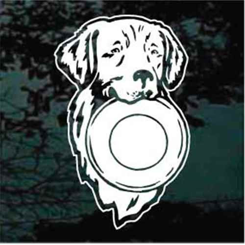Golden Retriever With Frisbee car window decals stickers
