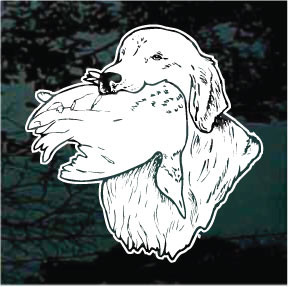 Golden Retriever With Duck car window decals stickers