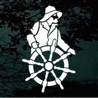 Boat Captain At The Wheel car window decals stickers