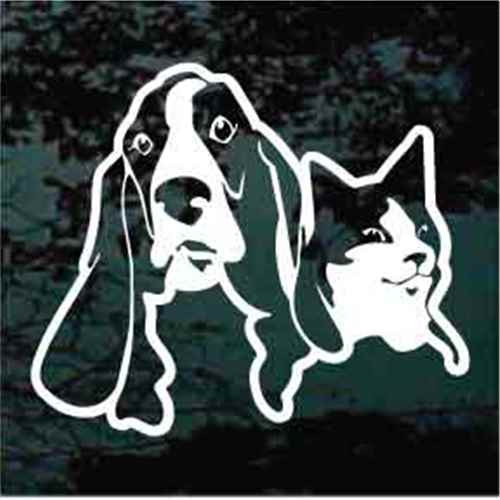 Cat & Basset Hound car window decals stickers