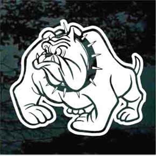 Tough Bulldog Wearing Spiked Collar Window Decals