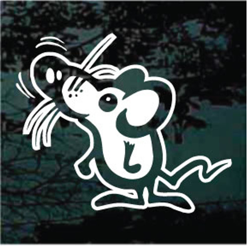Mouse Sniffing Cartoon Window Decals
