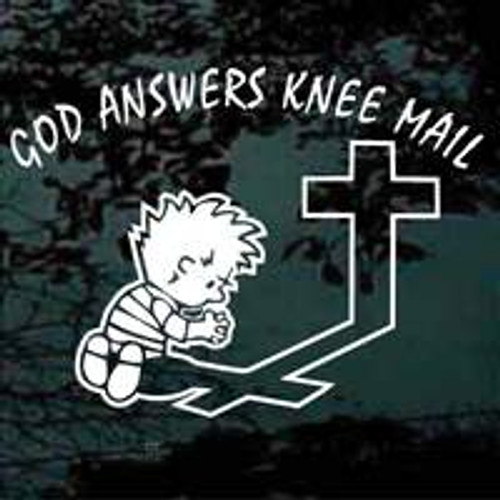 God Answers Knee Mail Boy Praying Decals