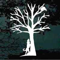 Coonhound Treeing Raccoon car window decals stickers