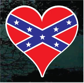 Heart Confederate Flag decals stickers