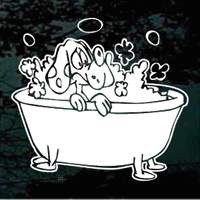 Dog Taking A Bubble Bath car window decals stickers