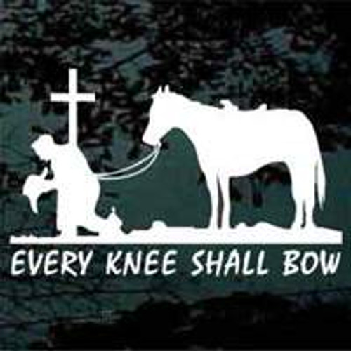Cowboy Praying Cross Every Knee Shall Bow Decals