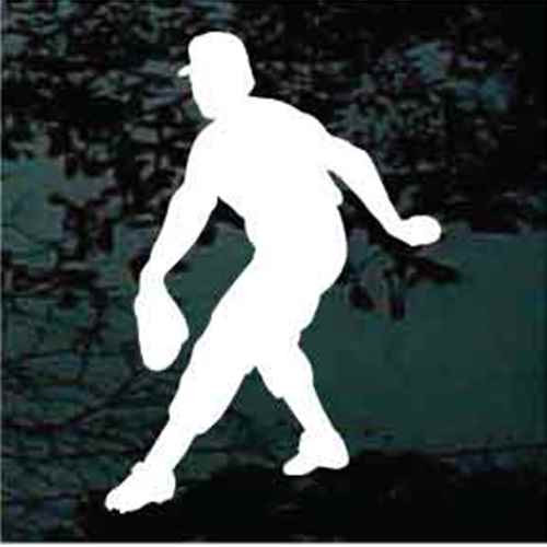 Pitcher With Glove Throwing Baseball car window decals stickers
