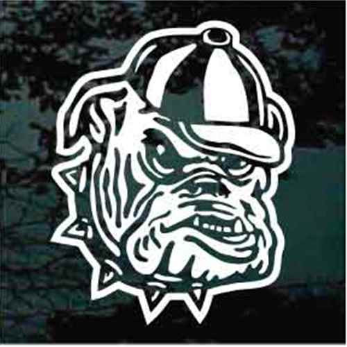 Mean Bulldog Wearing Baseball Cap car window decals stickers