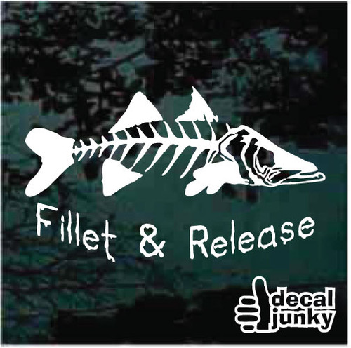 Fillet & Release Fish Skeleton Car Decals & Stickers