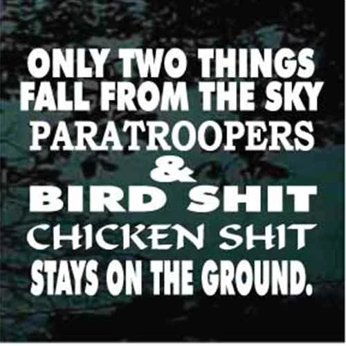Paratroopers & Bird Shit car window decals stickers