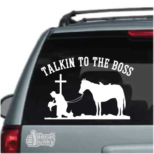 Cowboy Praying Cross Talking To The Boss Decals | Decal Junky