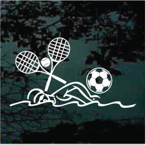 Soccer Swimming Tennis car window decals stickers