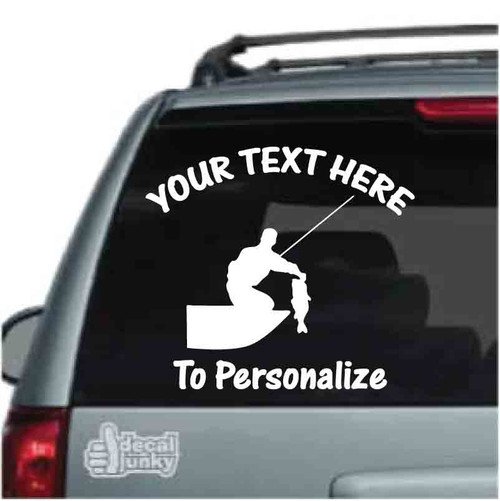 Man In Boat Catching Bass Decals & Car Window Stickers