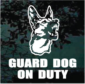 Guard Dog On Duty German Shepherd car window decals stickers