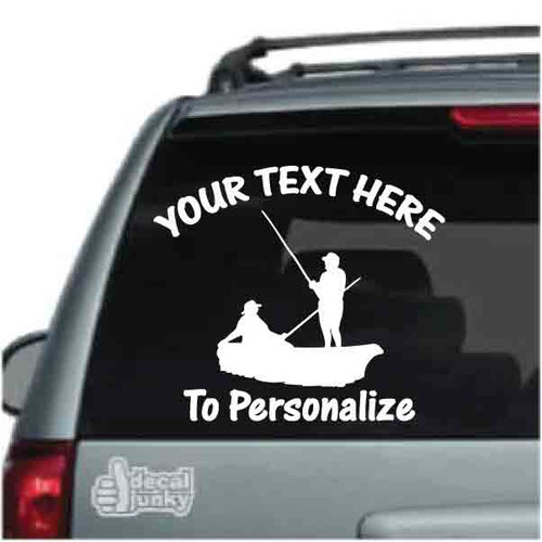 Two Men Boat Fishing Silhouette Decals & Stickers