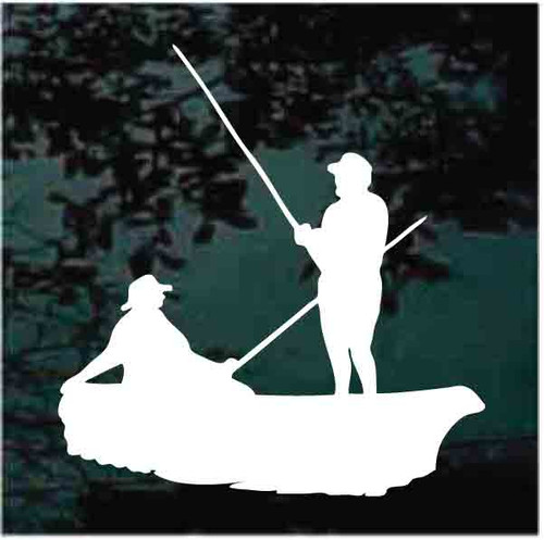 Two Men Fishing Silhouette Decals & Window Stickers